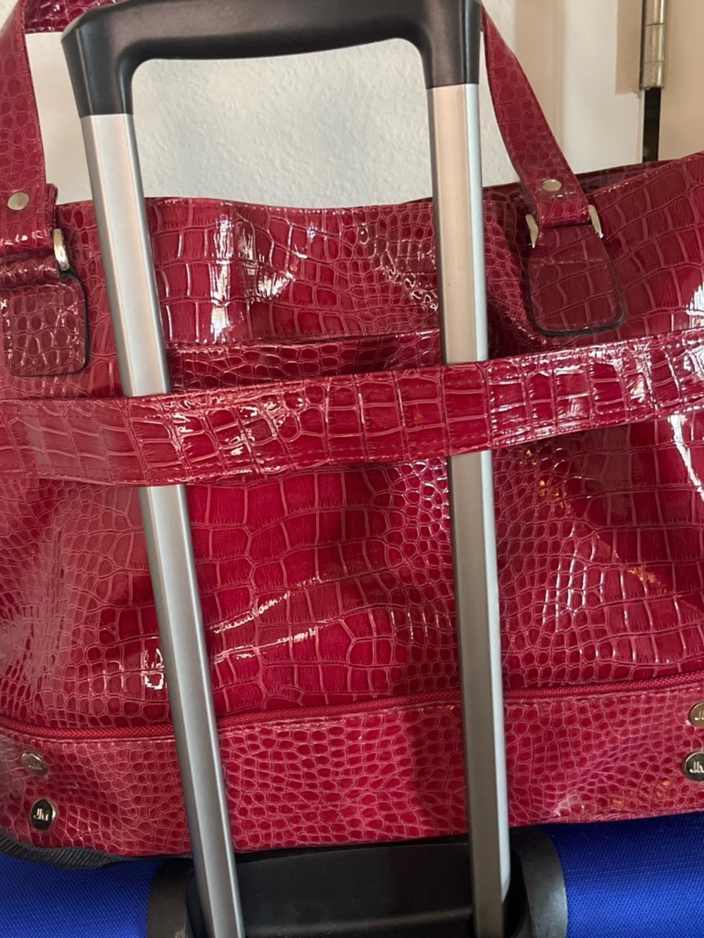 Patent Croc-Embossed Tote Bag in Burgundy - Women
